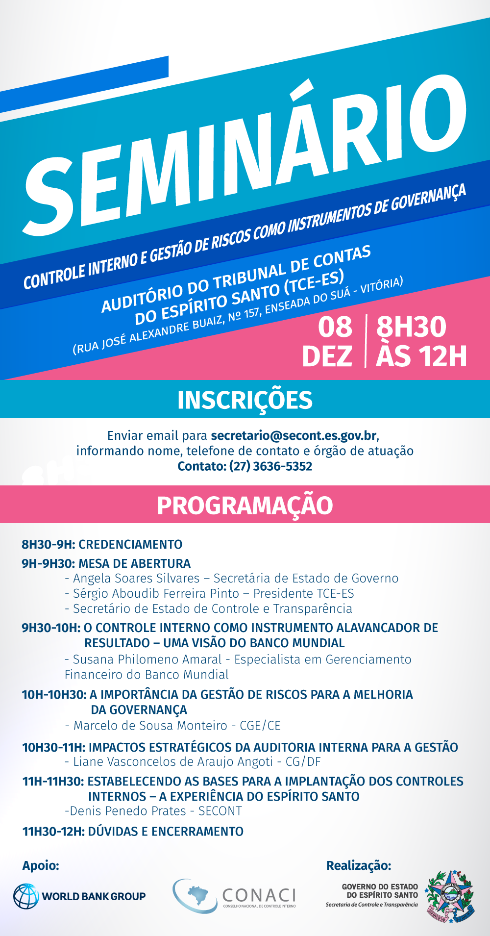 Seminário “Controle Interno e Gestão de Riscos como Instrumentos de Governança”